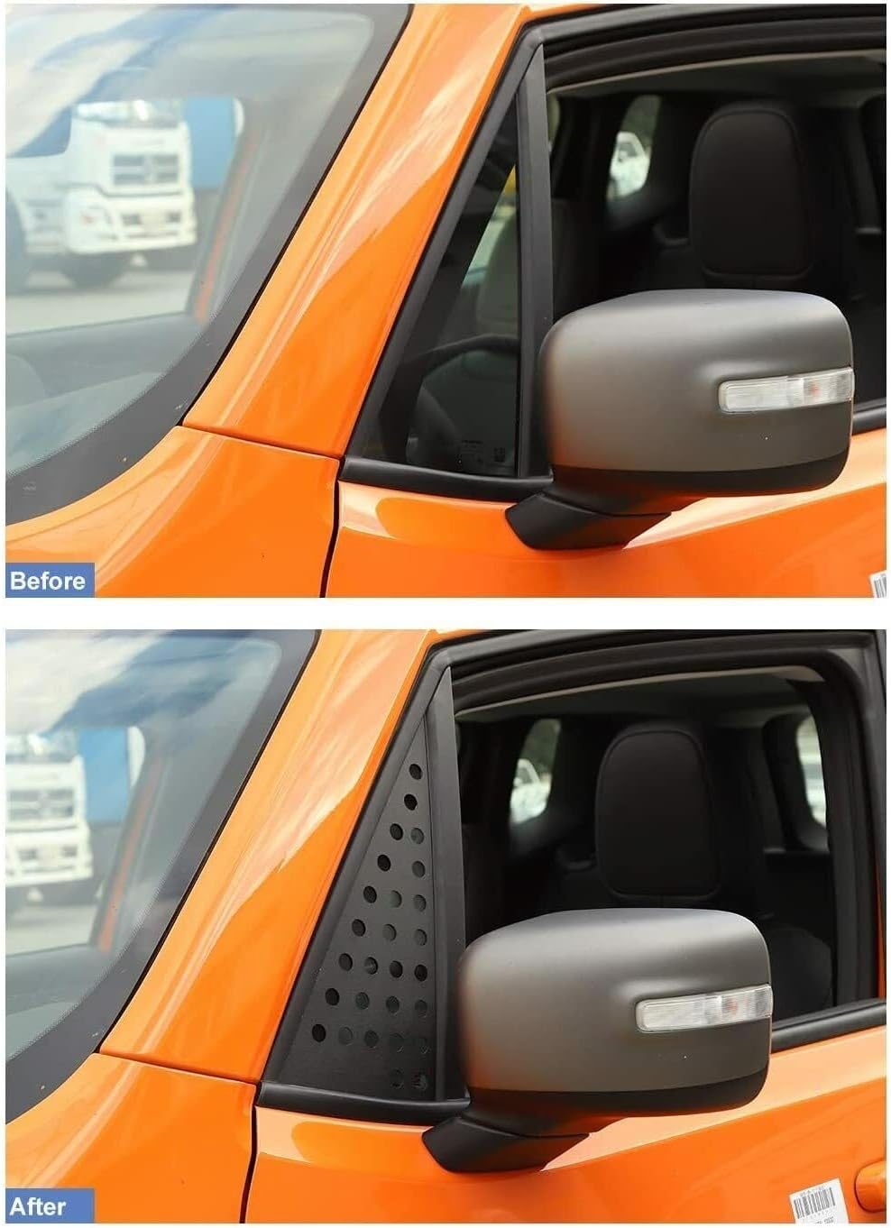 Front Rear Window Triangle Glass Trim Panel Metal Cover 4 Pieces/Set for Jeep for Renegade 2016-2020 Black FRWTGTPMCFJR2, Adaptive Query