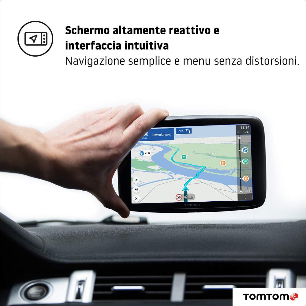 TomTom Navigatore Satellitare Auto GO Discover, 6 Pollici, con Traffico, Tutor, Autovelox, Mappe Mondo, Aggiornamenti Veloci Tramite WiFi, Parcheggi, Prezzi Benzina, Supporto Reversibile Magnetico
