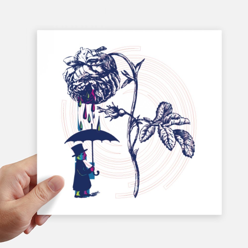 Autocollant carré 20cm de plante rose DIYthinker stickers déco pc valise