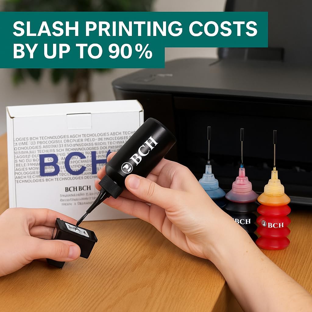 BCH Ink Refill Kit for HP Inkjet Printers – Compatible with HP 60 61 62 63 64 65 67 901 902 910 950 952 962 & More – Complete DIY Refill Kit with Tools – Save on Ink – Home Office Printing Solution