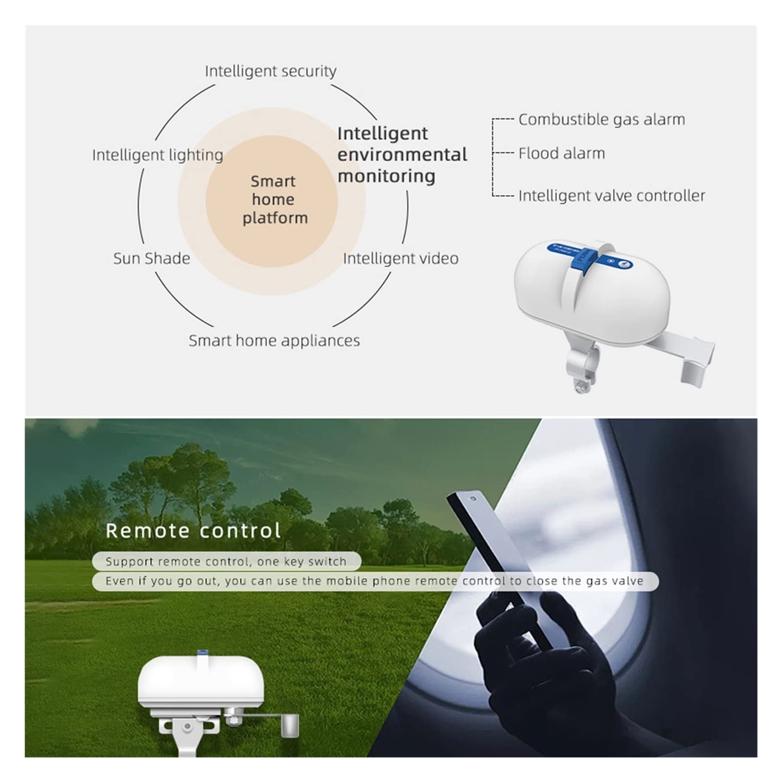 Válvula de hogar inteligente Control de automatización de agua inteligente de agua/gas WIFI Válvula inteligente WIFI Válvula de control de agua(2pcs)