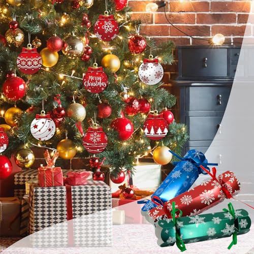 16 Pack Christmas Party Crackers With Toys,Christmas Crackers Making Kit with Santa's Building Block Xmas Cracker Gift Boxes for Adults Kids,Luxury Xmas Family Cracker Candy Boxes with Novelty Gifts - Image 5