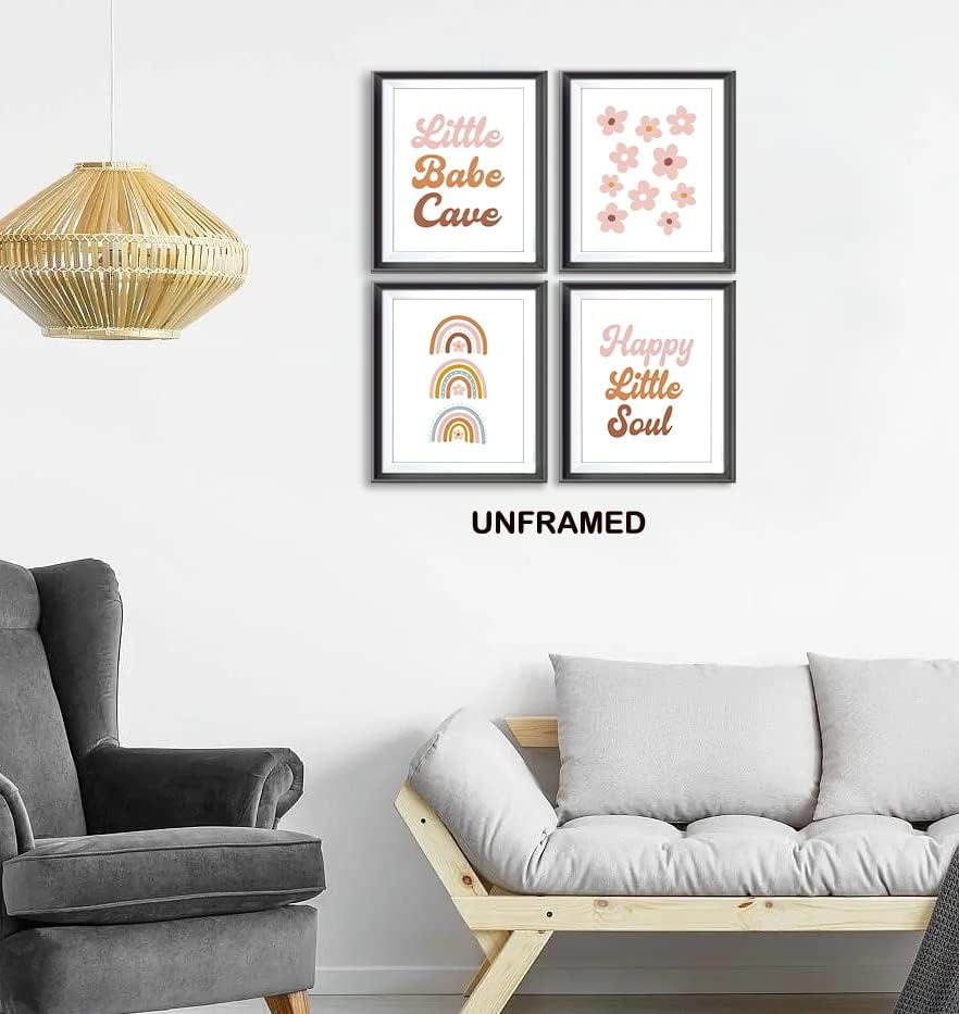 Miniatura 3 de Póster bohemio de Little Babe Cave Happy Little Soul para habitación de niños, bebés, niñas, sala de juegos, guardería, decoración retro de flores