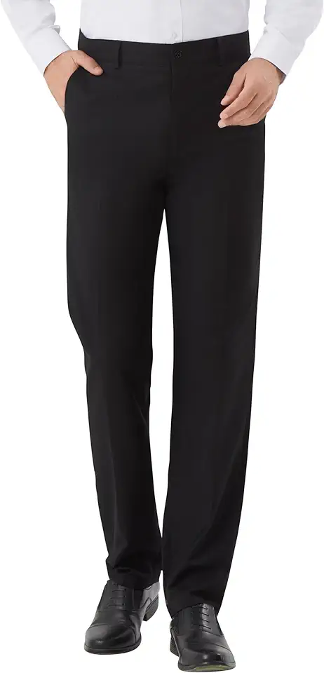 Idtswch Men's Tall Classic Fit Flex Flat Front Dress Pants Formal Pants for Business & Office