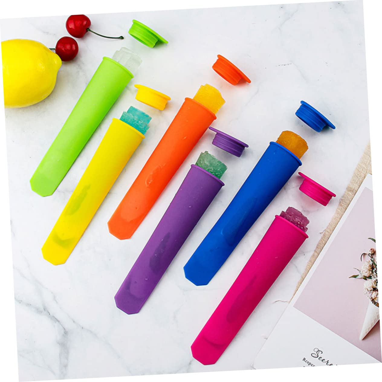 Alipis 18pièces Moules à Glace Silicone Avec Couvercle Pour Réutilisable De Moules à Sucettes Glacées