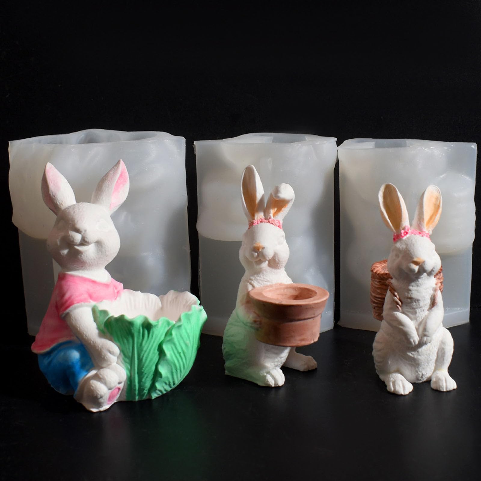 Stampo in silicone per Pasqua, coniglietto con uovo, set da 2