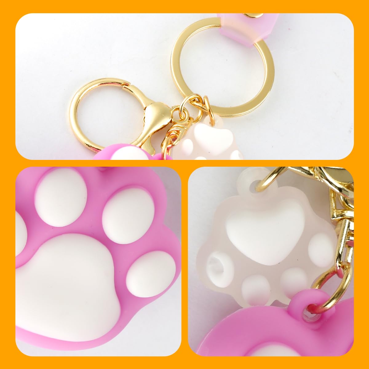 Lotsdonxia 3 Pcs Cat Paw Keychain Toy, Creative and Cute Cat Annoyance Decompression Decorative Pendant - Image 3
