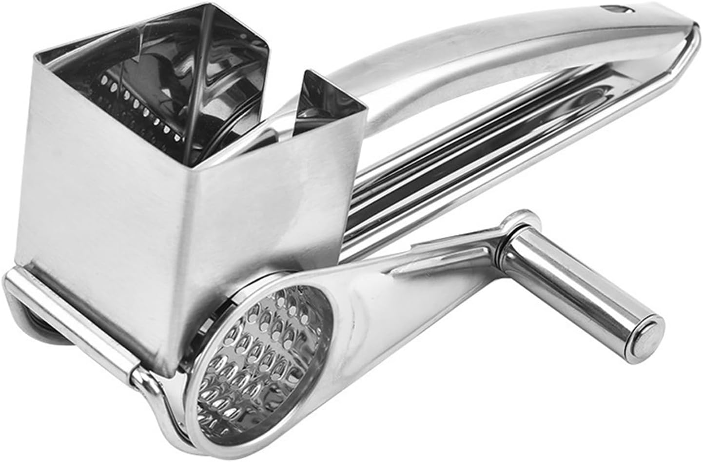 Stainless Steel Rotary Cheese Grater Set With 4/3/2/1 Drums Manual Cutter Slicer Shredder Kitchen(1grater with 2 drums)
