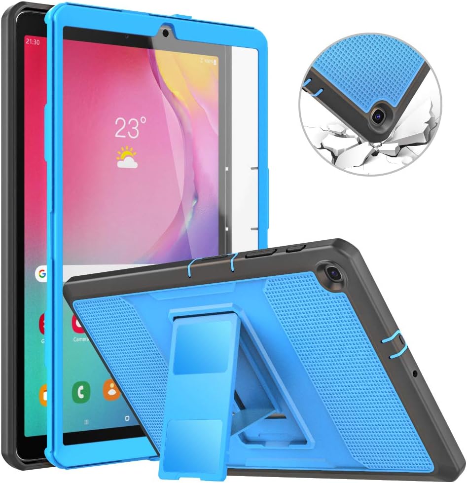 MoKo Case Fit Samsung Galaxy Tab A 10.1 2019, [Heavy Duty] Shockproof Full Body Rugged Stand Back Cover Built-in Screen Protector for Galaxy Tab A 10.1" SM-T510/SM-T515 2019 Tablet - Blue & Dark Gray