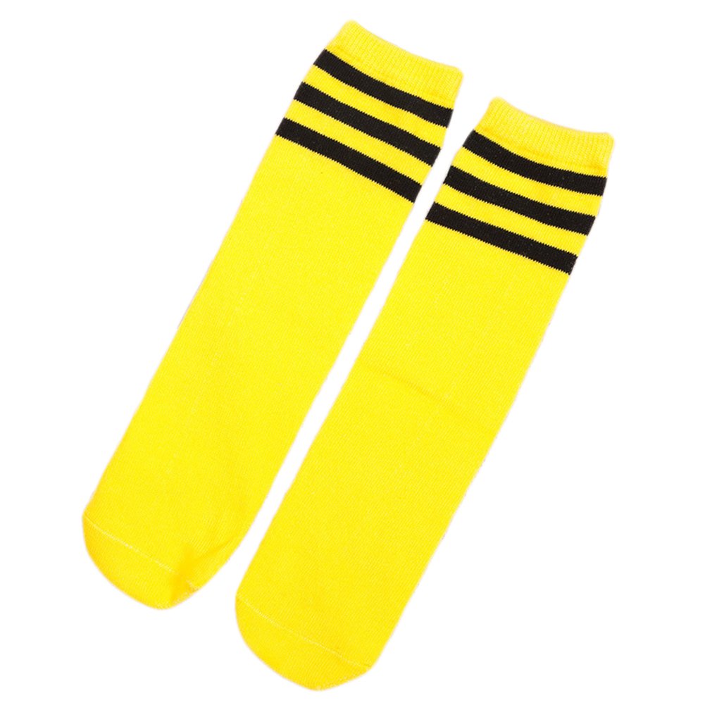 HugeDE Toddlers Kids Stripe Over Knee Soccer Tube Socks Knee High Sports Socks for Girls Boys Yellow Black