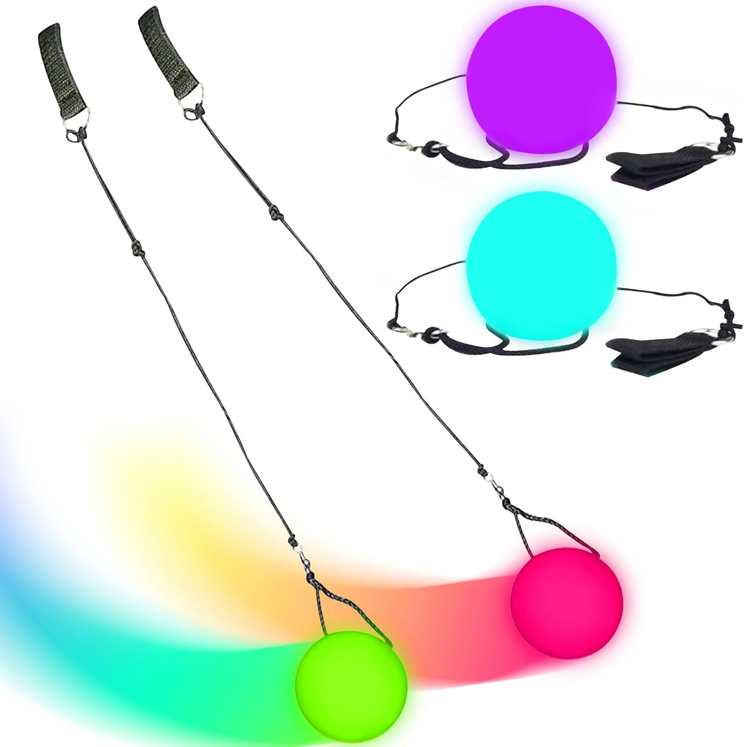 Funmo LED POI,Set of 2 Updated Version Spinning LED Poi Spinning Balls