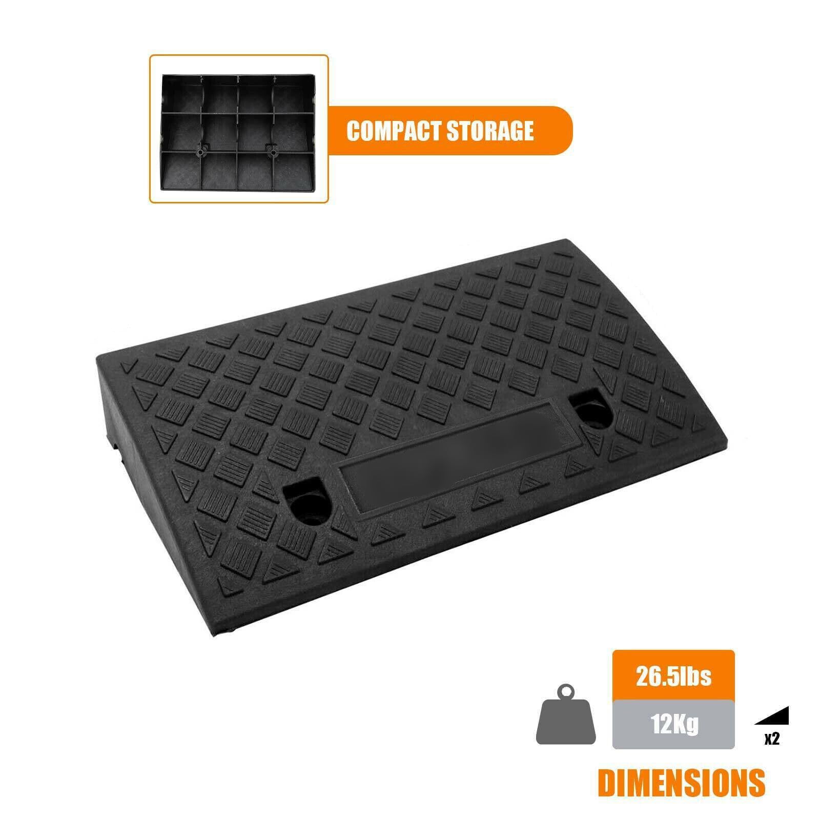 Genérico 2 rampas Antideslizantes de Alta Resistencia para sillas de Ruedas y Scooters de Movilidad - Rampas de umbral para carritos, Robots y Uso en el baño, 50x27x8cm
