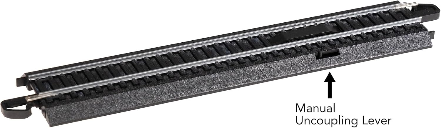 Bachmann Trains - E-Z Track® Steel Track ON Black Roadbed - European UNCOUPLING Track (1/Card) - HO Scale
