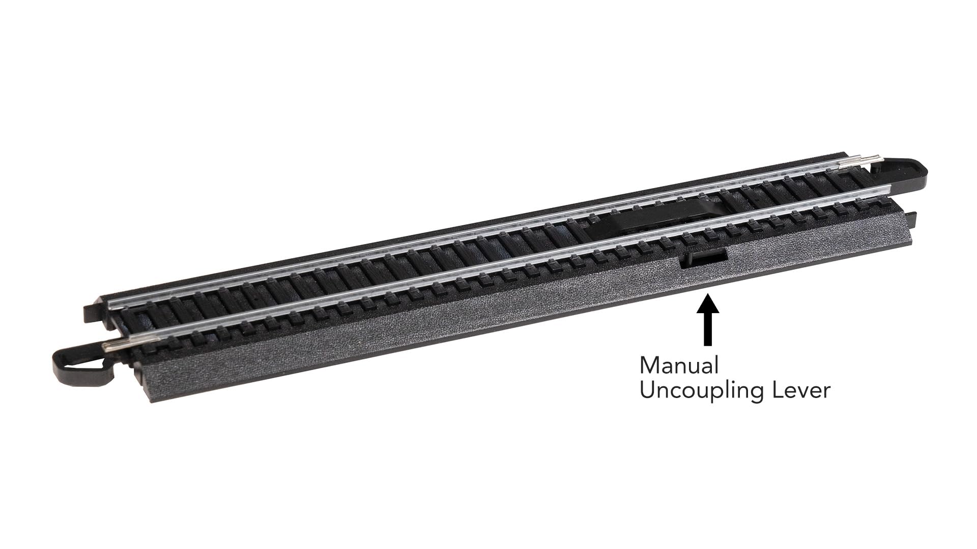 Bachmann Trains - E-Z Track® Steel Track ON Black Roadbed - European UNCOUPLING Track (1/Card) - HO Scale
