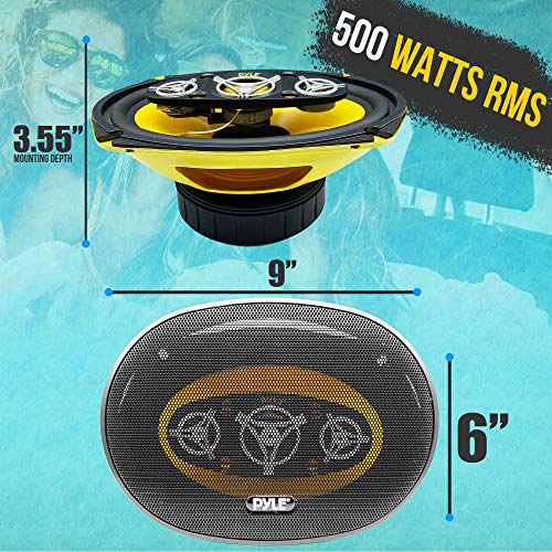 Pyle Car Eight Way Speaker System - Pro 6 X 9 Inch 500W 4 Ohm Mid Tweeter Component Audio Sound Speakers For Car Stereo W/ 120 Oz Magnet Structure, 3.55” Mount Depth Fits Standard Oem -Plg69.8 (Pair) #TOP1