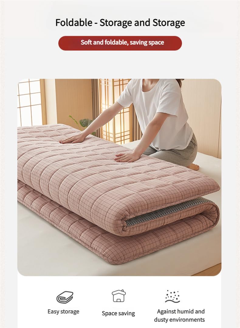 Japanische Boden-Futon-Matratze, dicke Baumwolle, gesteppte Tatami-Isomatte, faltbare Matratzenauflage für Einzelbett, Doppelbett, Schlafsaal, Schlafzimmer, Gästezimmer, Mietwohnung (#2,120 x 200 cm)