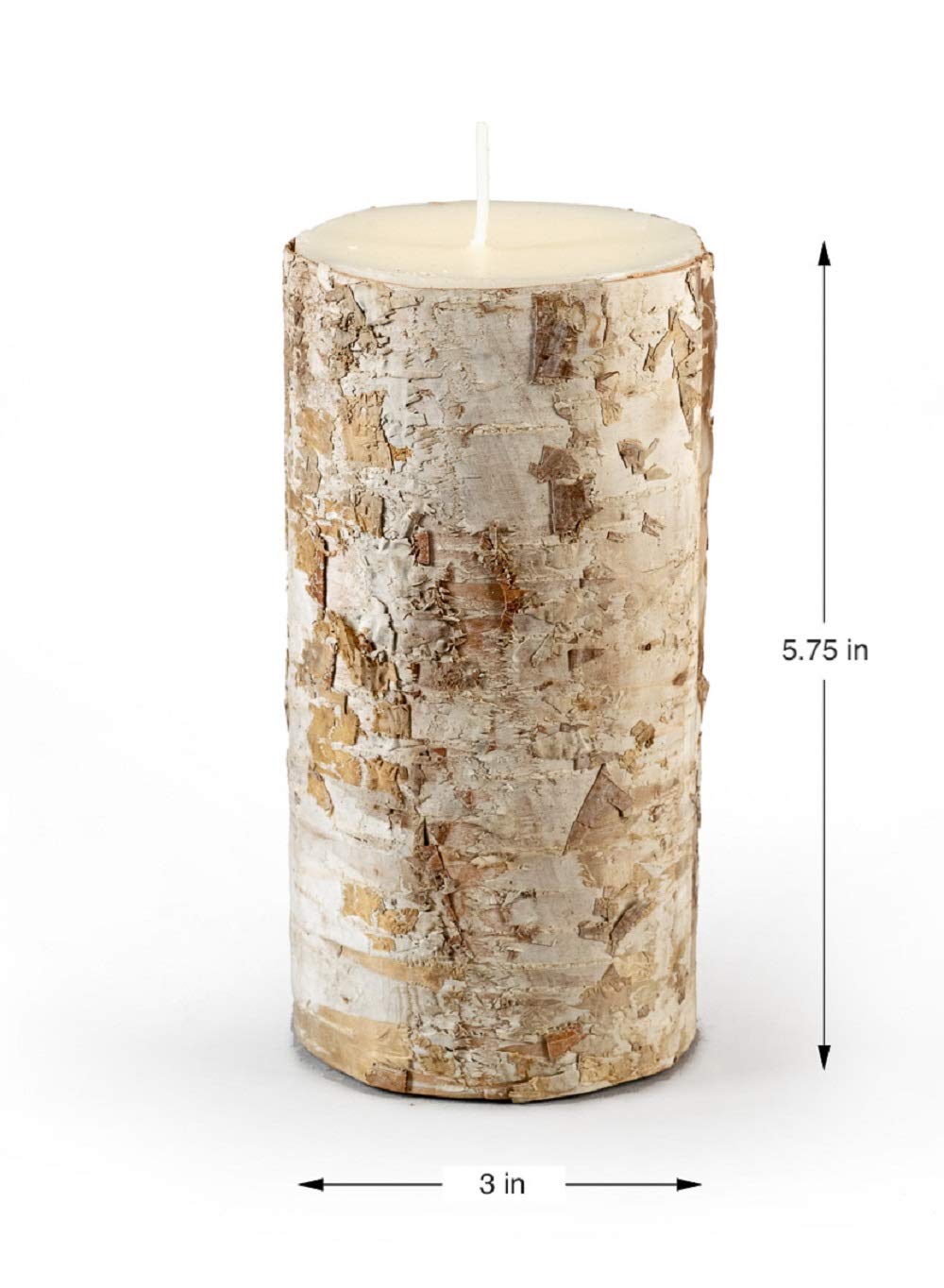 Serene Spaces Living Świeca z kory brzozowej, zestaw 3 sztuk, średniej wielkości świeca w stylu filarowym, przynosi naturę do wnętrz, średnica 7,6 cm i wysokość 14,6 cm