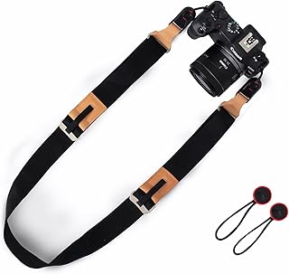 LZHRISING Alça de câmera ajustável para fotógrafo, alça de ombro de pescoço de poliéster e couro genuíno