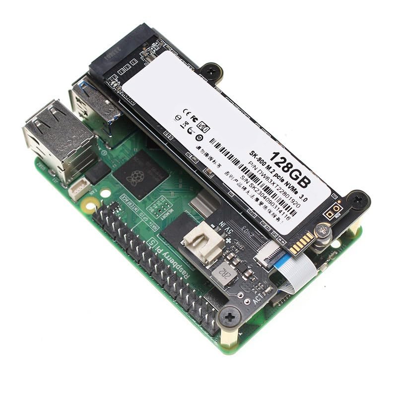 Scheda di espansione SSD Raspberry Pi 5 M.2 NVMe - Adattatore PCIe a M.2 2280 per archiviazione ad alta velocità, compatibile con Raspberry Pi 5 X1001+FAN