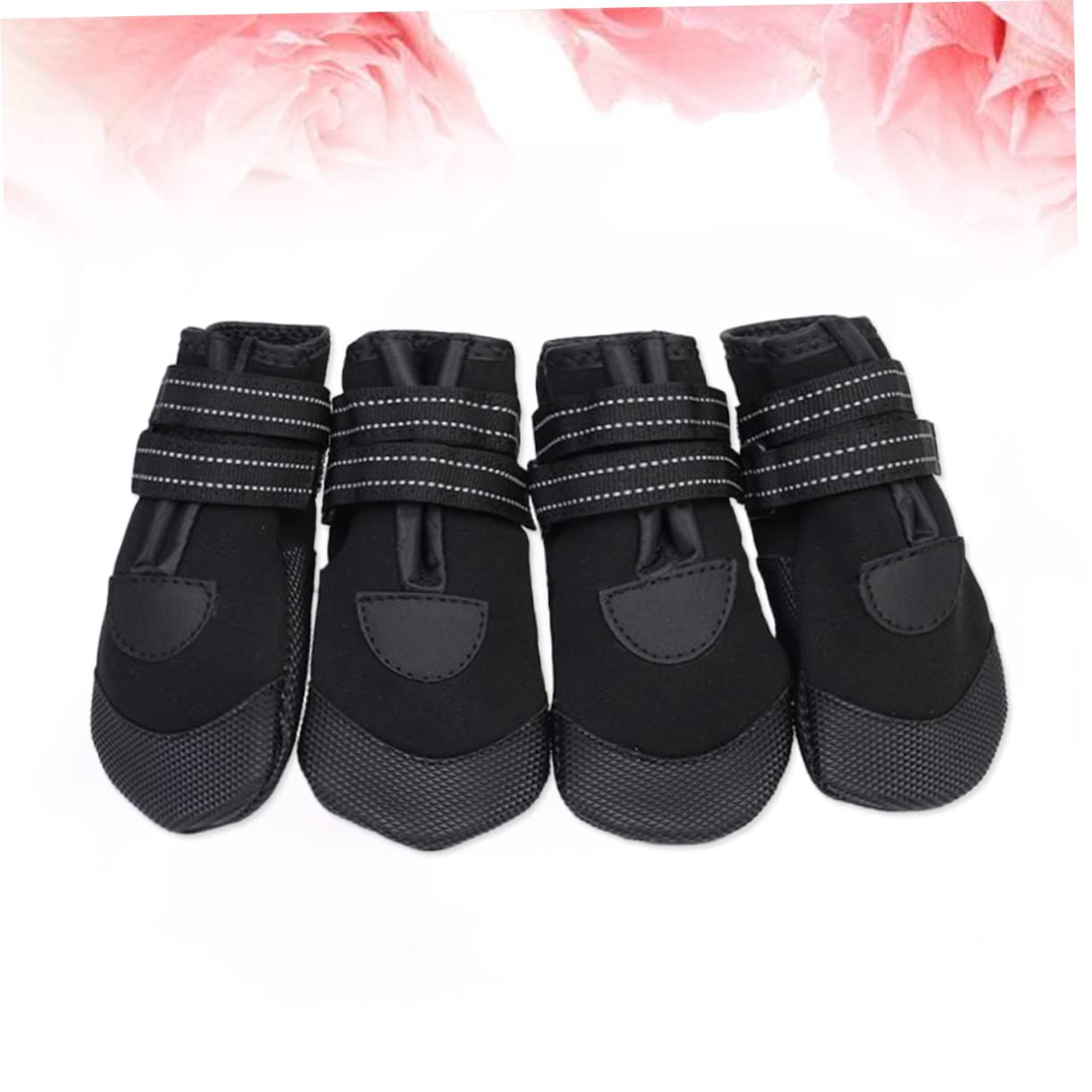FOMIYES Lot de 2 Paires de Chaussures de Marche pour Chiens en Maille Réfléchissante Non Confortables pour Petits Chiens Bottines Noires pour Animaux de Compagnie 4 Pièces