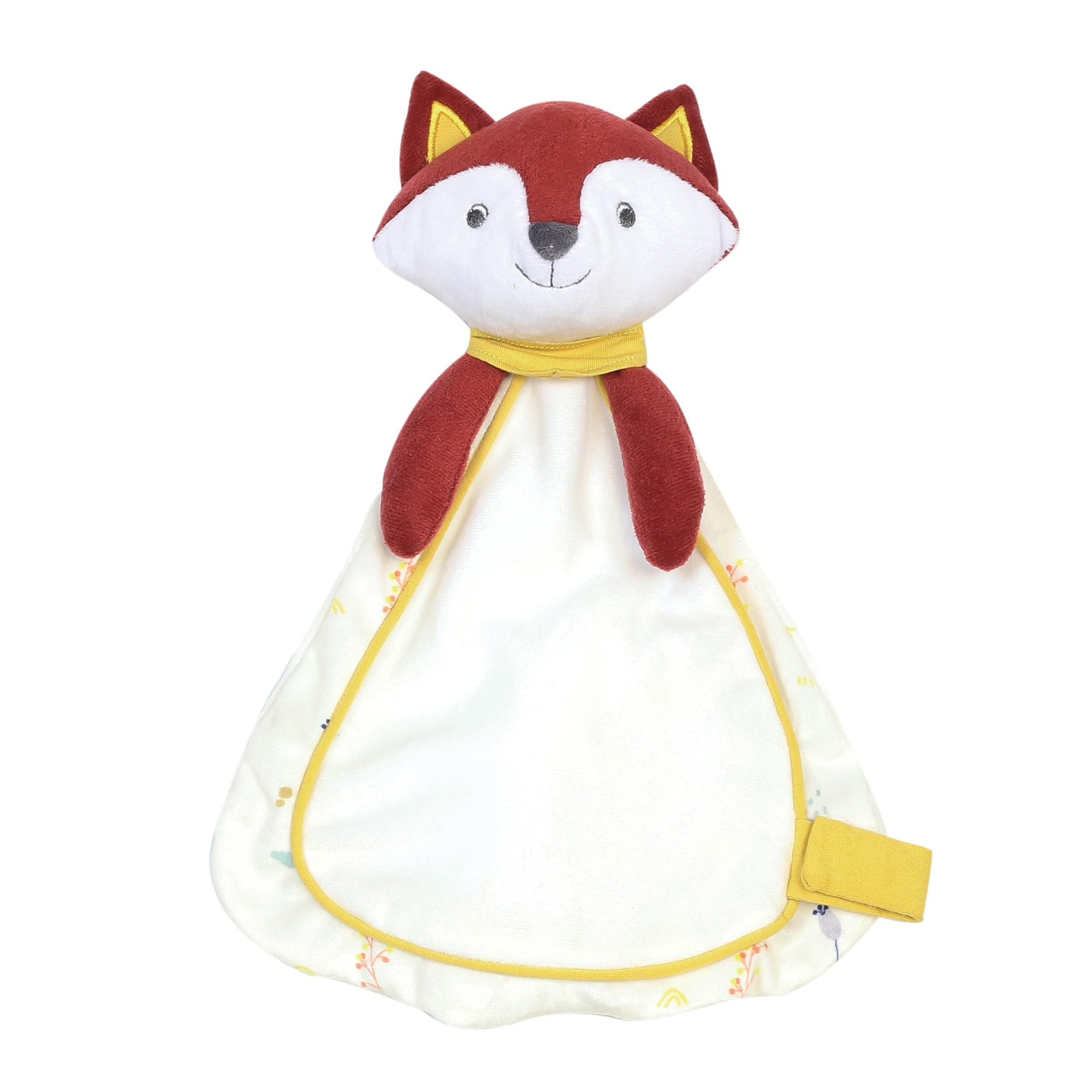 Trois Kilos Sept - Doudou Plat Bébé - avec Attache Sucette - Velours - Blanc - Terracotta