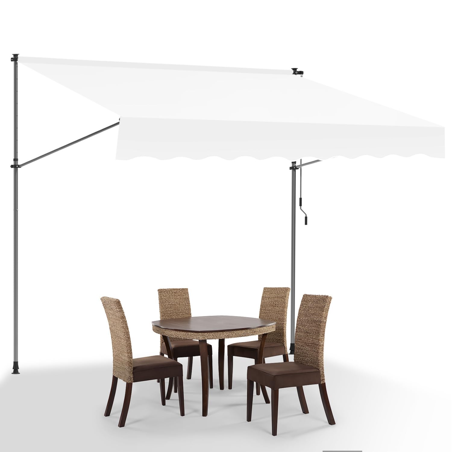 Toldo con sujeción de 300 cm de ancho con manivela manual, toldo para balcón sin necesidad de perforación, toldo ajustable en altura con protección UV50+ y repelente al agua, montaje