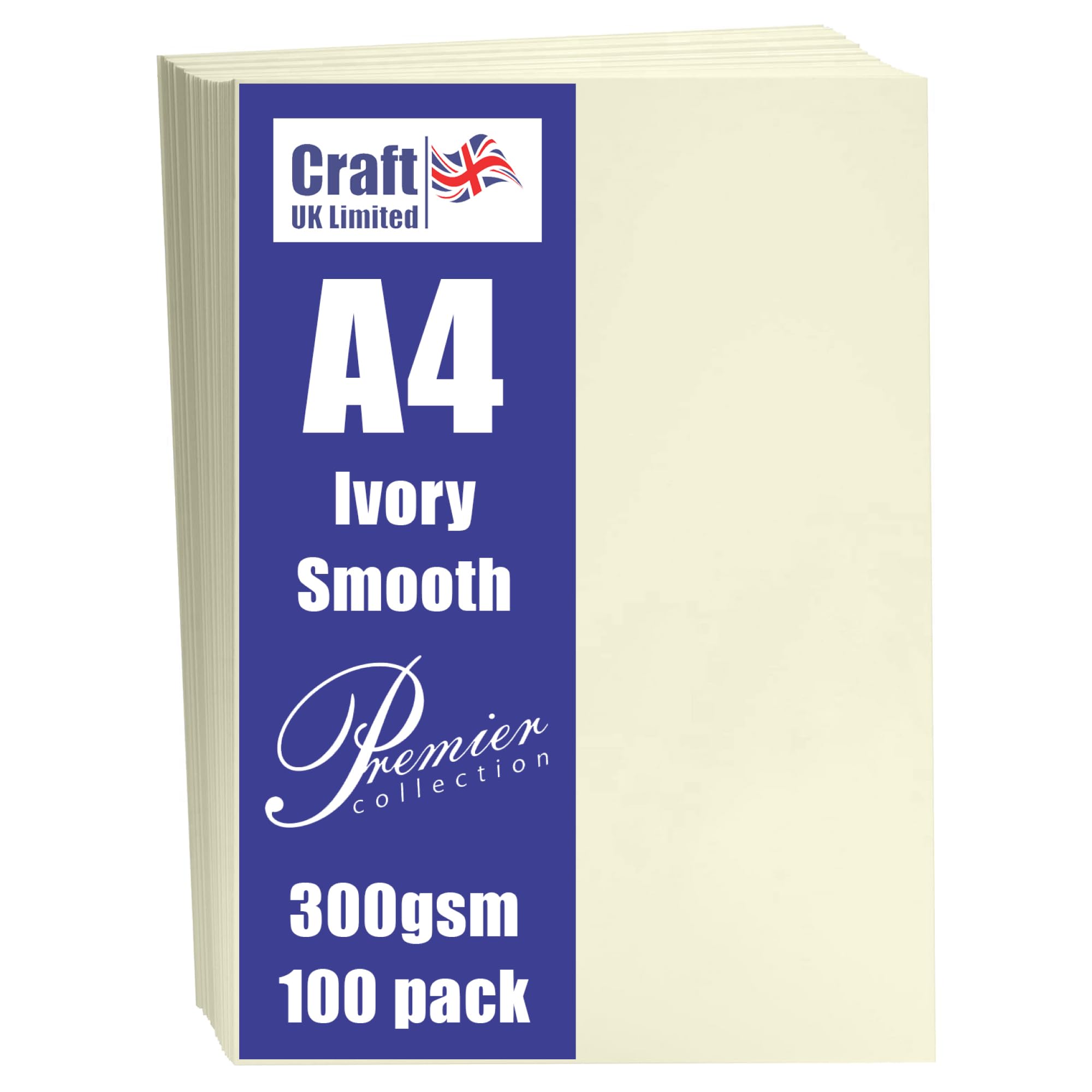 Craft UK A4 300Gsm-100 Sheets, Card, Ivory, 29.6 x 21 x 0.1 cm