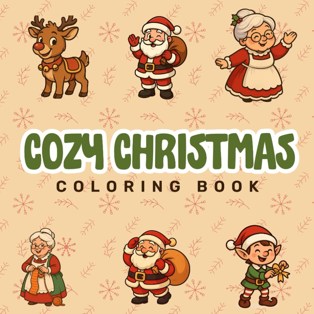 Cozy Christmas Coloring Book: Santa & Friends Edition: Relaxing and Adorable Holiday Scenes Featuring Santa Claus and His Festive Crew!