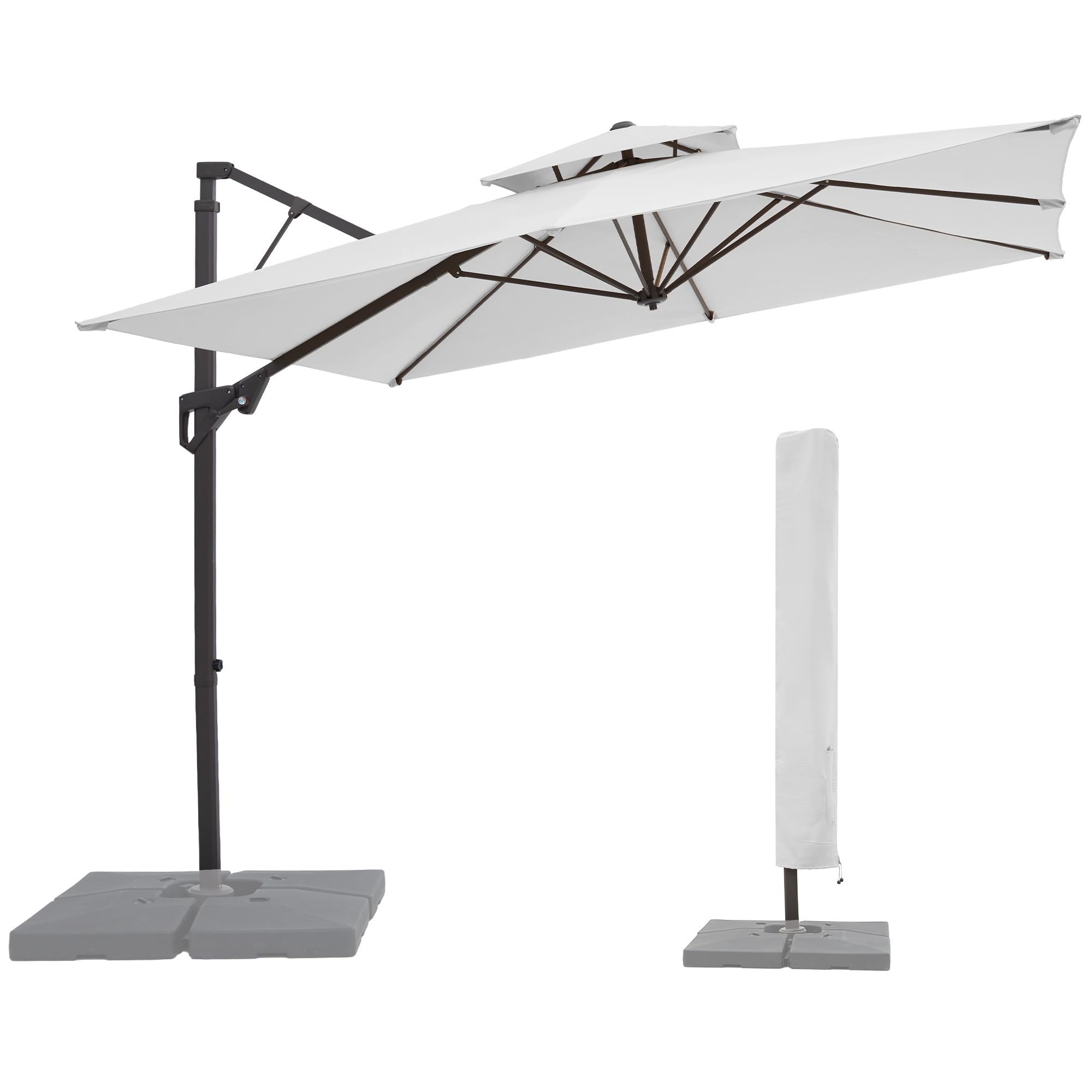 JEAREY 9x9 ft 2-Tier Cantilever Patio Umbrella, Outdoor Offset Umbrella