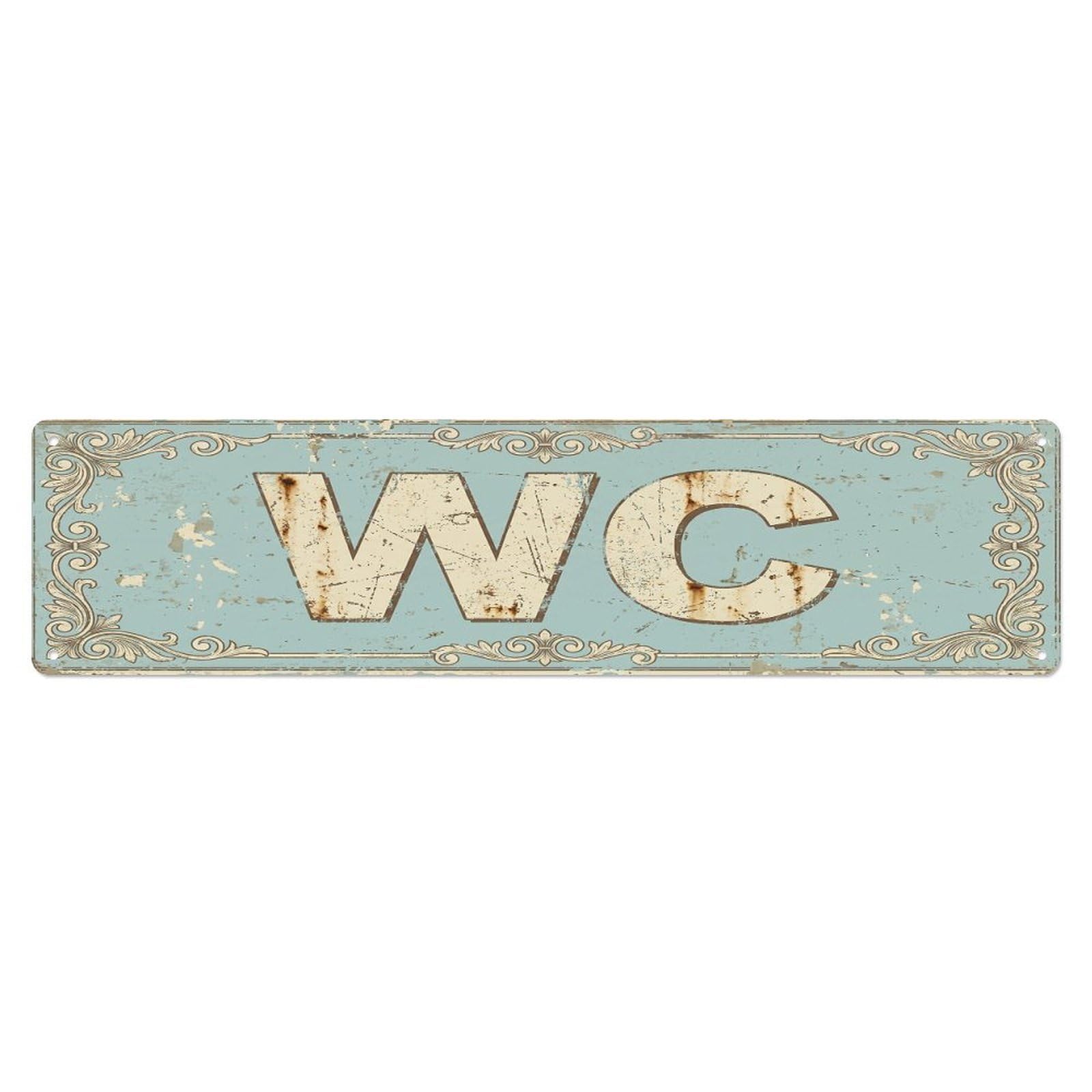 Distressed Nostalgic Pub Bathroom Toilet(WC) Door Metal Tin Sign Plaque Wall Decor for Cafe, Club Bar, Office, Home Garden Metal Poster 4x16Inch