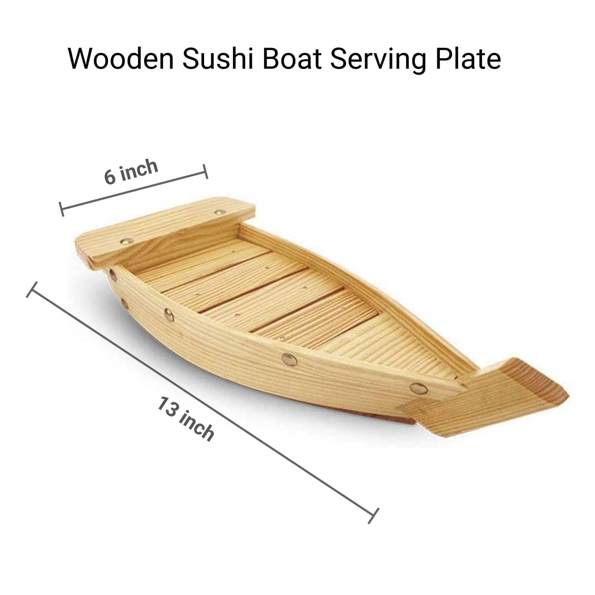 JapanBargain, Plato de madera para servir sushi en barco, plato japonés para servir sashimi, bandeja de fiesta, plato de comida para restaurante o uso doméstico, 13 pulgadas