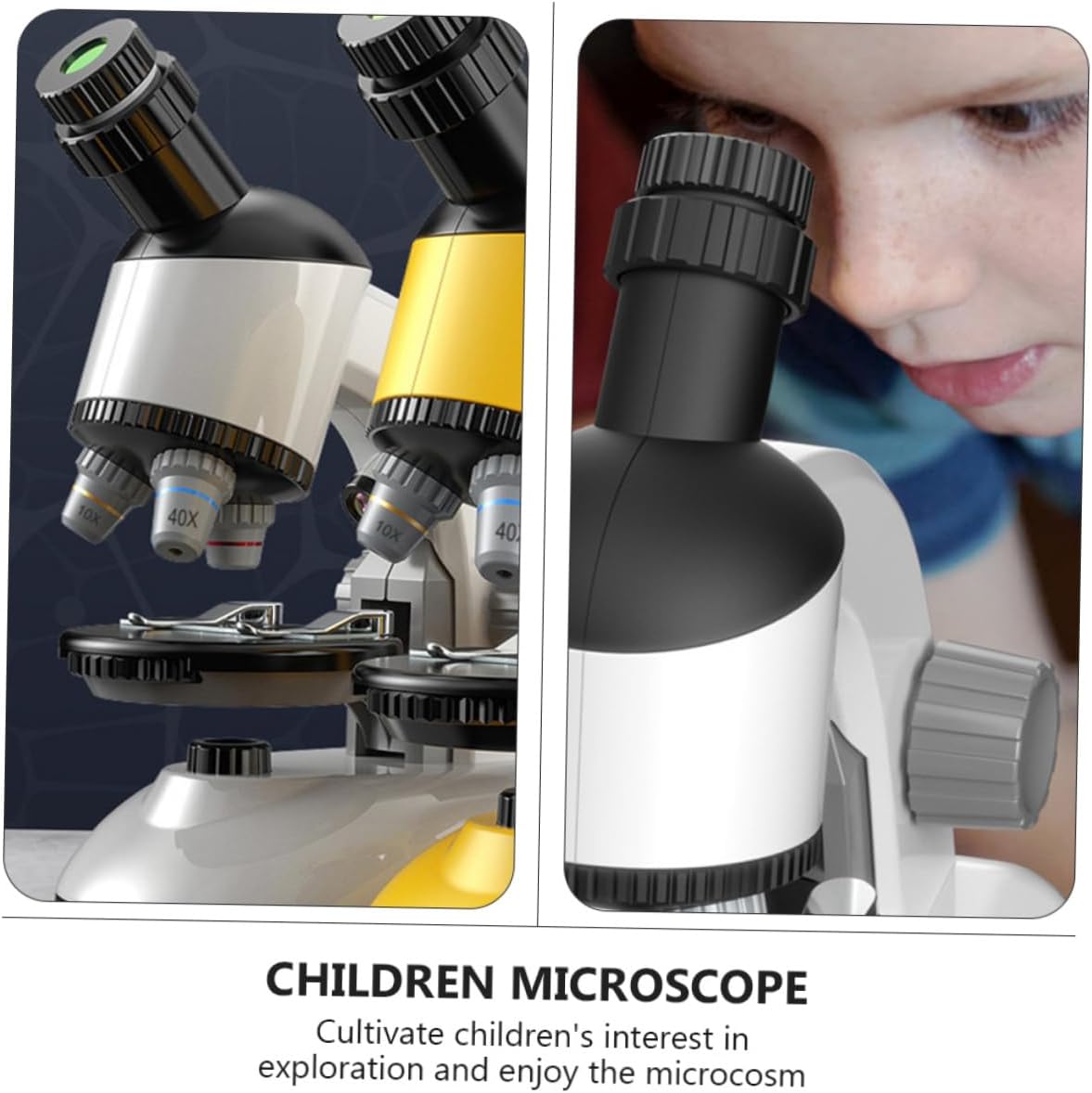 1set Boy Girl High-Definition Microscope Rotating Optical Microscope for Science Experiments and Education for No Batteries Included