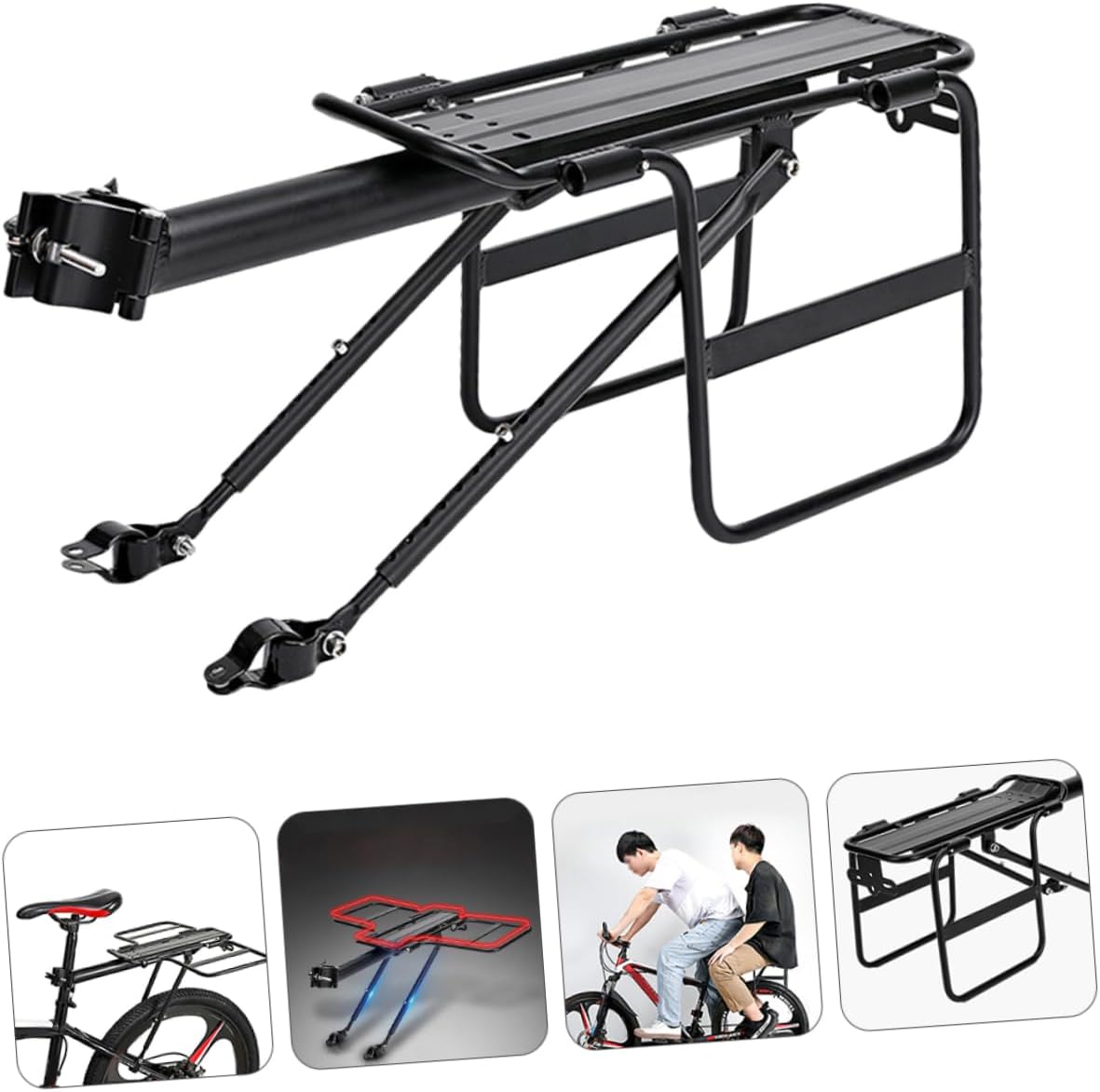 VICASKY Mountain Bike Cargo Rack Sturdy Aluminum Rear Bike Rack Strong Bearing Capacity for Commuting and Outdoor Use