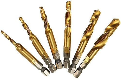 Miniatura 2 de 6 unids combinación 14 "hexagonal avellanador broca M3-M10 desbarbar tornillo avellanado HSS hexagonal dorado