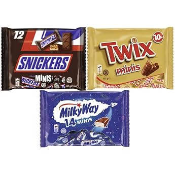 Minis Mix Chocolate Bars 681g - Snickers Twix & Milky Way - 227g Each Set of 3