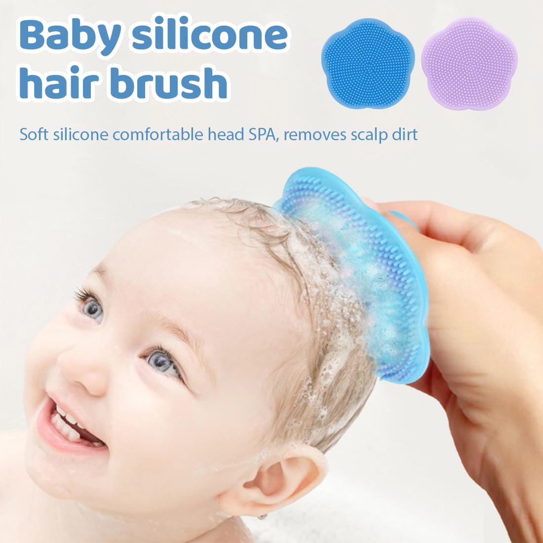 4 Pcs Peigne à Cheveux pour Bébé, Peigne pour Bébé Brosse de bain pour bébé, brosse de tête de berceau pour bébé, brosse de massage en silicone, peigne pour bébé, peigne pour enfants