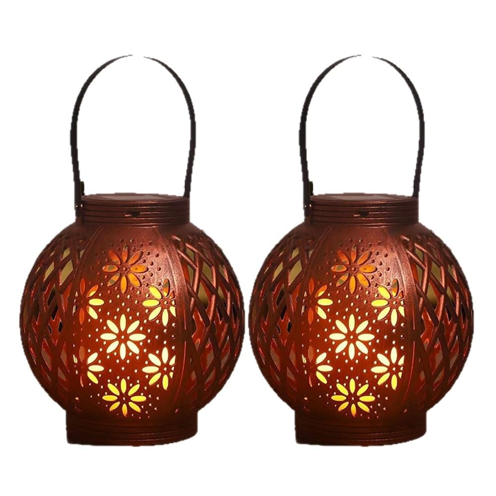 Hndhbfgrt 2PCS Solar Lanterns Outdoor Outdoor Garden Hanging Lanterns Retro Design Garden Lantern Vintage Design for Garden Decor Patios Trees and Lawns