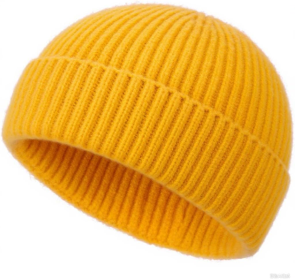 Wool Fisherman Beanies for Men Women, Short Knit Fall Winter Warm Beanie, Watch Cap, Cuffed Trawler Hats, Skull Caps
