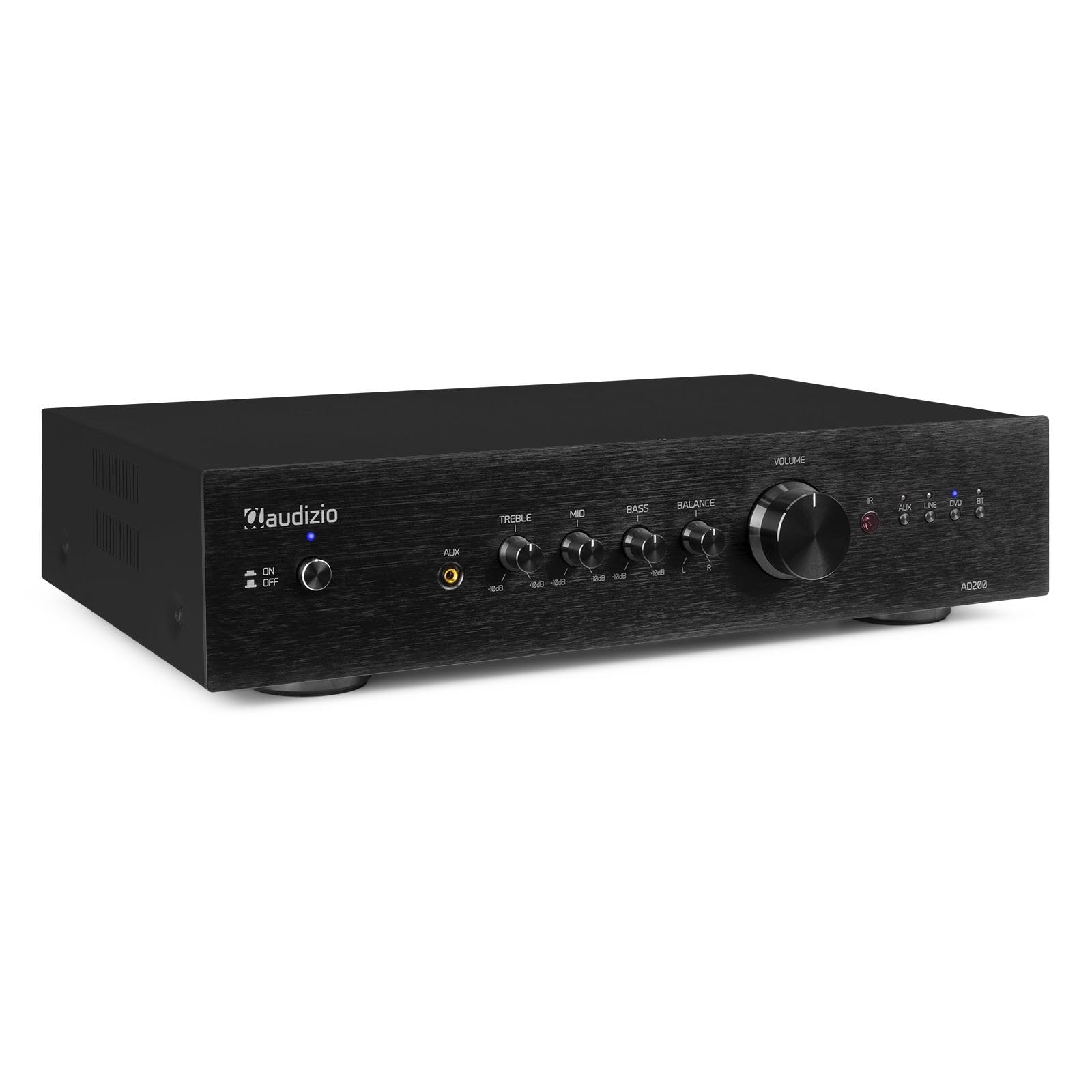 Audizio AD200B Amplificateur Hi-FI Bluetooth 2.1 - Noir, 400 Watts, 2 Sorties Enceintes, 1 Sortie Sub, Lecteur MP3, Égaliseur de Son, 2 Canaux, Idéal pour Vos Films et Écouter Votre Musique