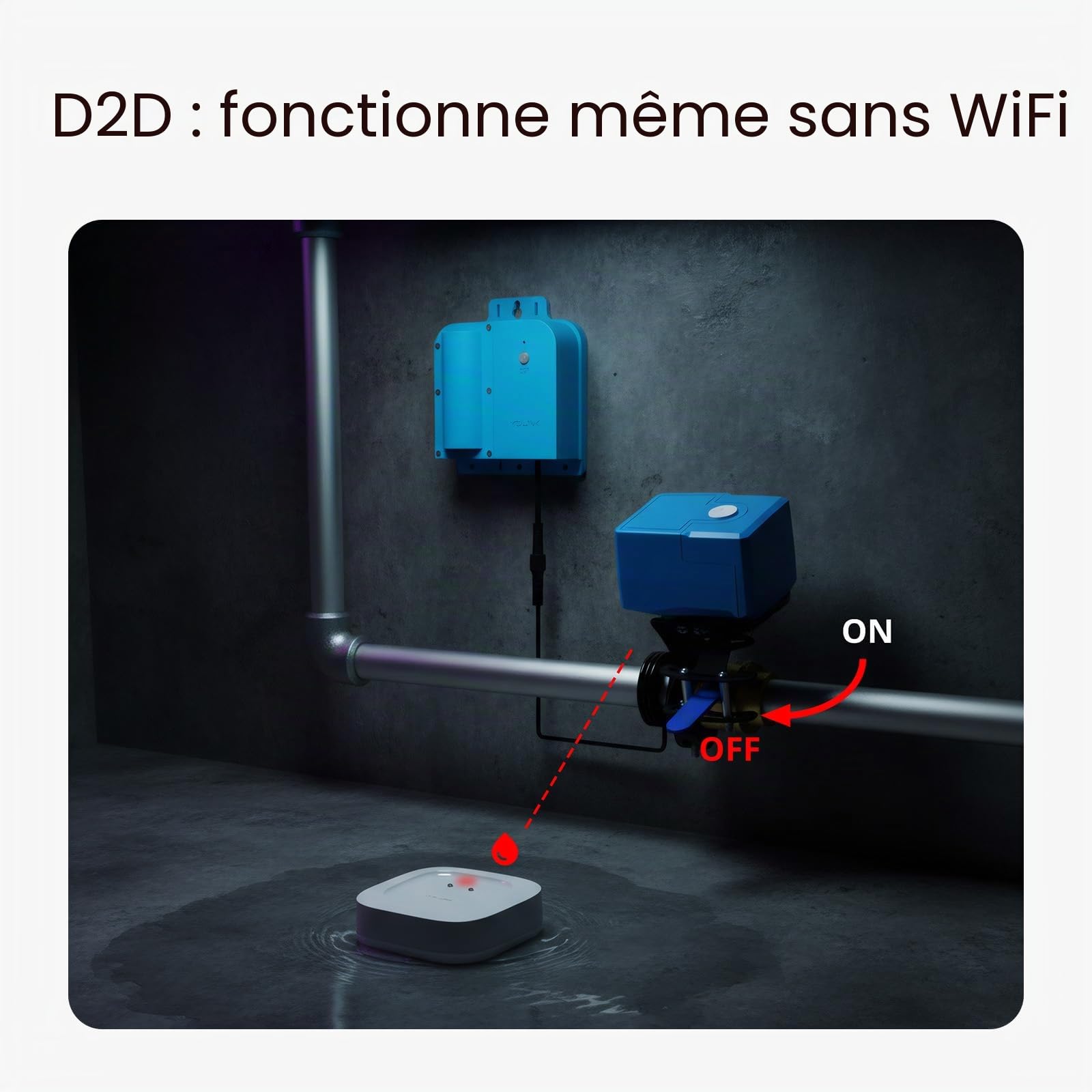 YoLink – Lot de 4 capteurs de fuite intelligents sans fil à la plus longue portée du monde, compatibles avec Alexa et IFTTT Détecteur de fuite avec alertes d'applications et moniteur à distance,