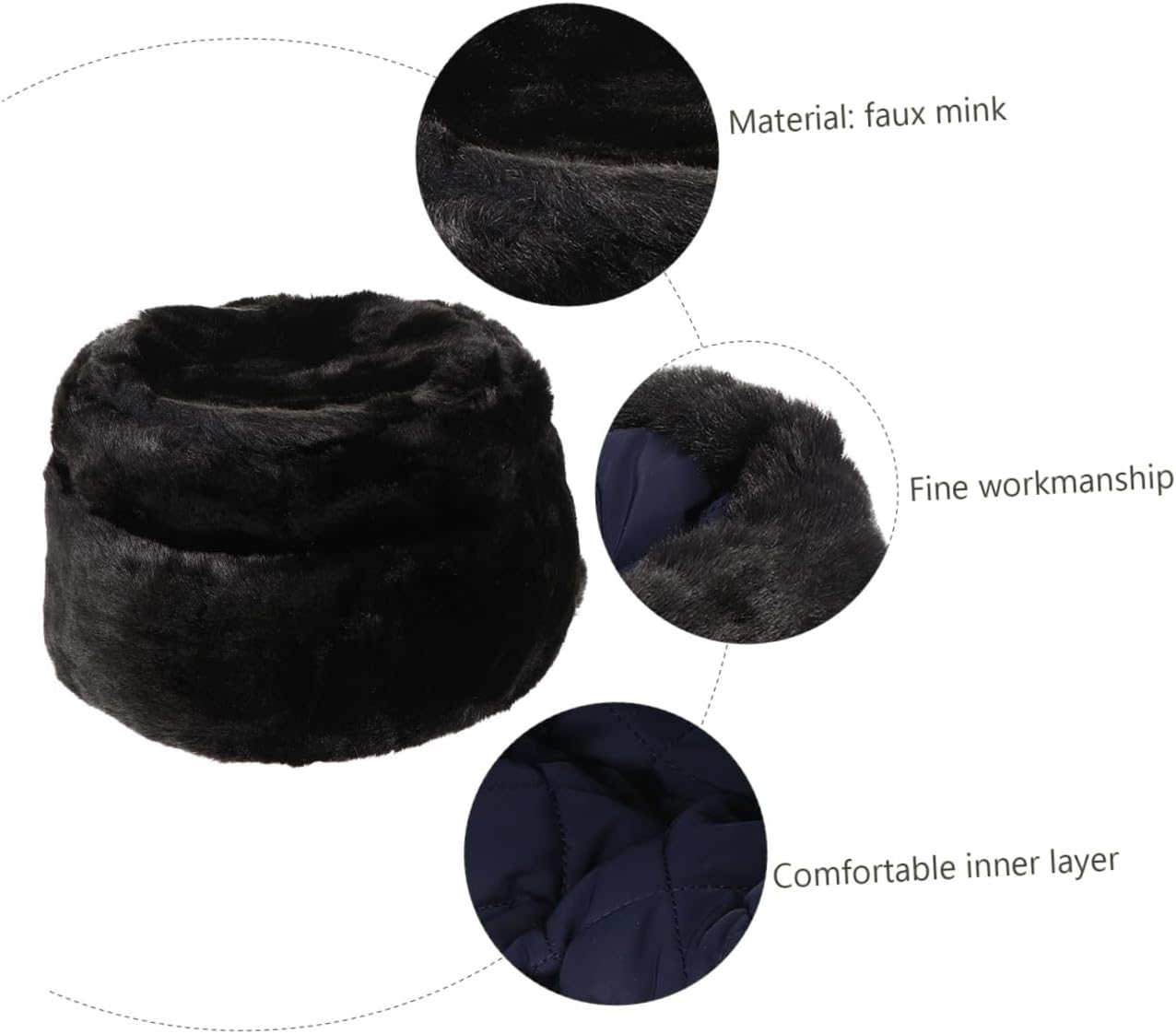Black Imitation Fur Plush Winter Hat for Men and Elderly