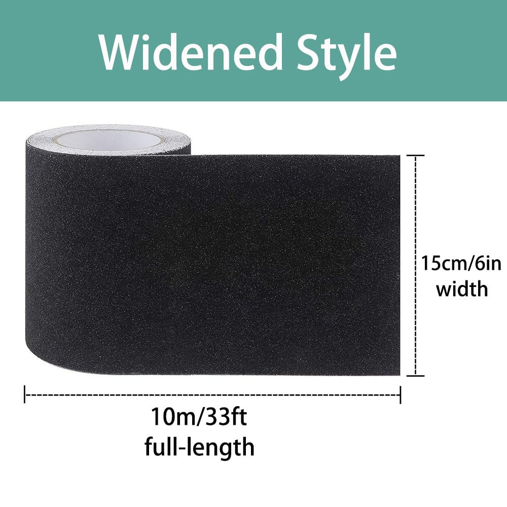 Ruban de traction antidérapant de 15,2 cm x 10,9 m - Pour extérieur - Adhésif abrasif à haute adhérence - Pour intérieur et extérieur - Noir