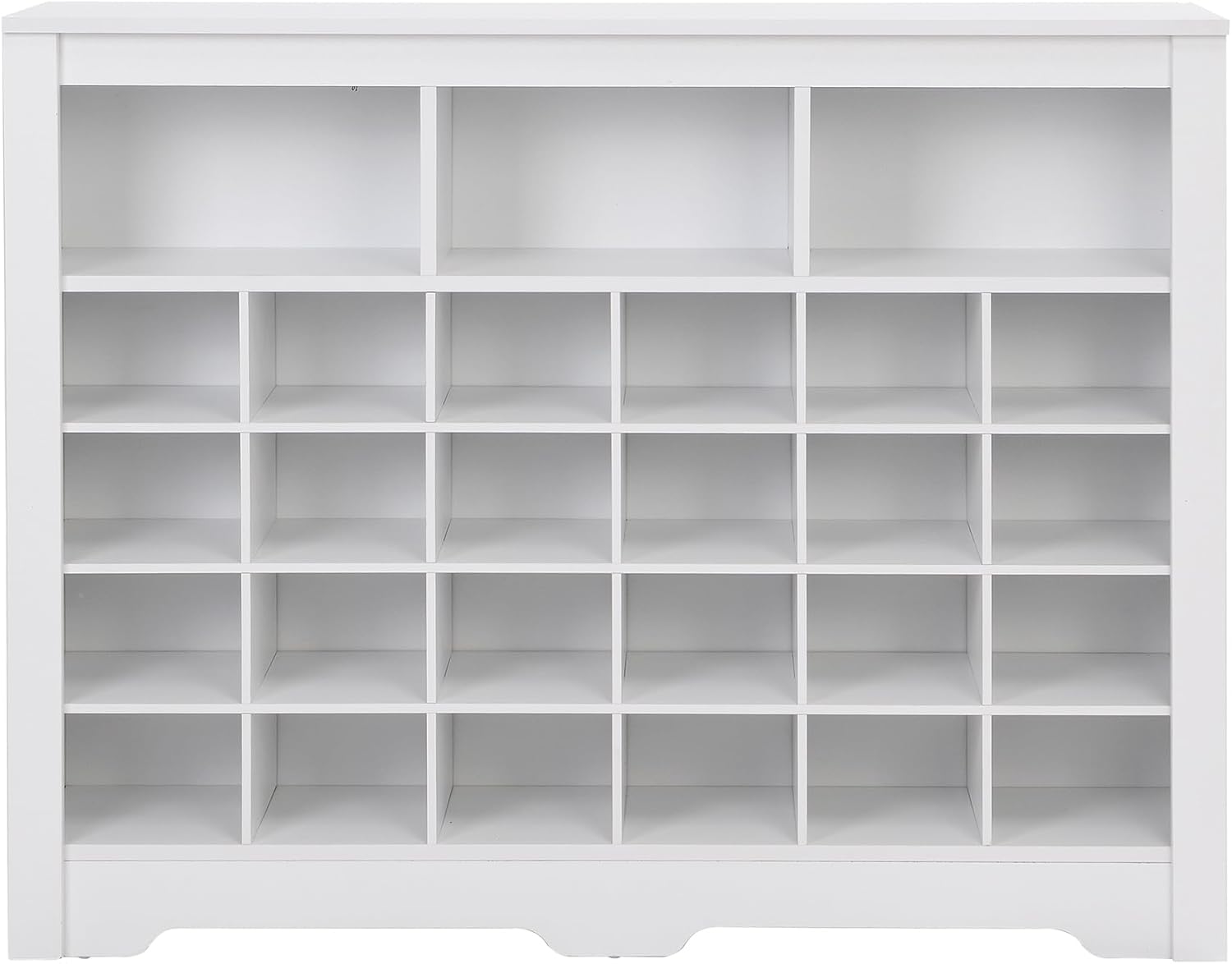24 Shoe Cubby Console Shoe Cabinet with Curved Base, Freestanding Shoe Rack Shoe Storage Organizer for Hallway, Bedroom, Living Room (White)