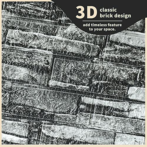 24Pcs 3D Wall Panels Peel And Stick Wall Tiles,Brick Wallpaper Peel And Stick,Faux Stone Wall Panel,Brick Wall Panels For Interior Wall Decor,Bedroom,Living Room (Rock Black) #TOP2