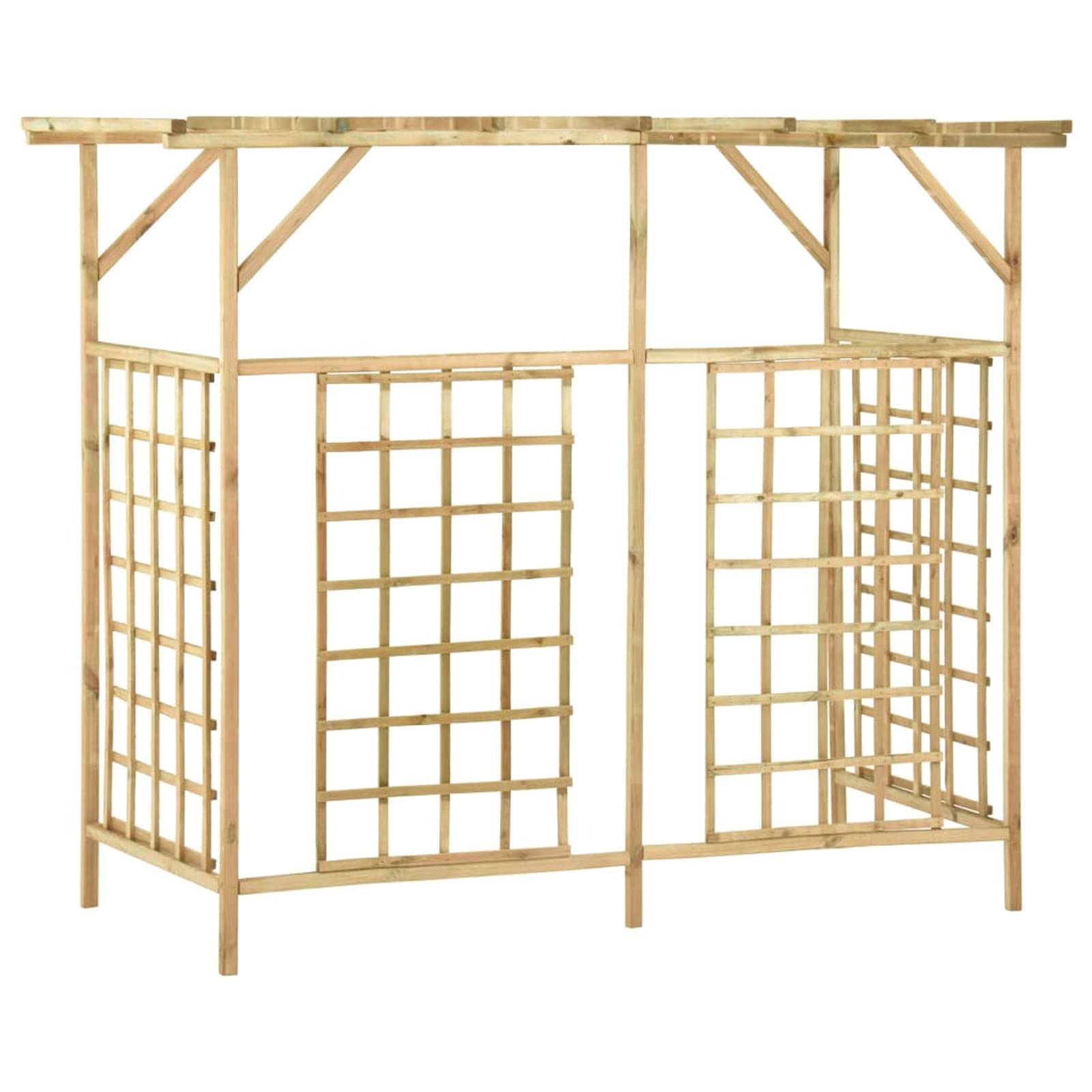 Homgoday Pergola da giardino per 3 bidoni della spazzatura in legno di pino impregnato Pergole da giardino per campeggio festa celebrazioni esterne Pergola