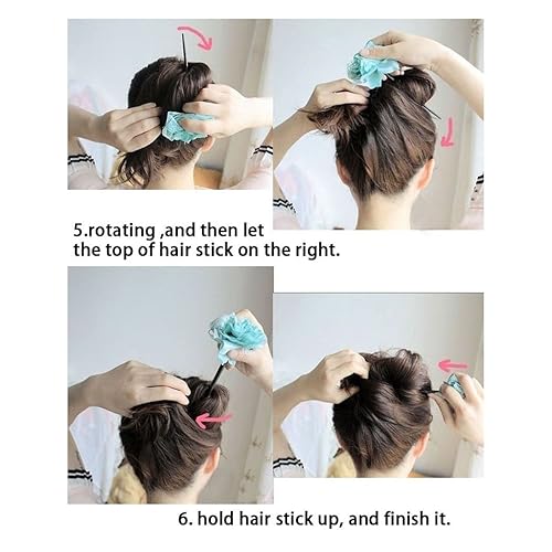 Miniatura 6 de Fantac manualidades Vintage carcasa blanca con flores elegante forma de astas de ciervo Ágata de madera de ébano de pelo stick Cabello joyas mujer