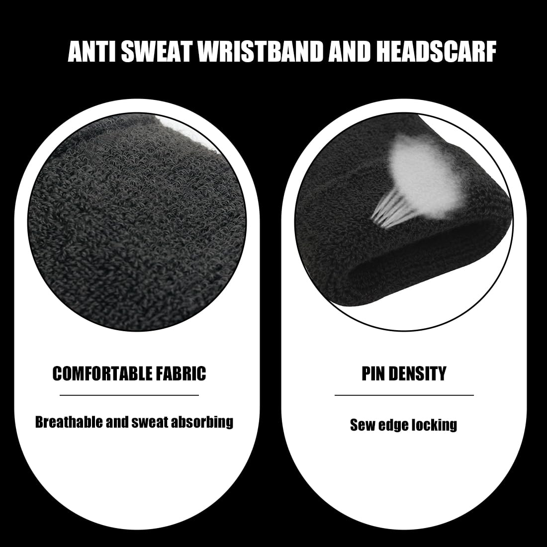 Sweatband Set Wristbands Headbands 3 Pieces Wrist Men Women Sweat Bands for Running Exercise Gym Sports Tennis Basketball Moisture Wicking - Image 3