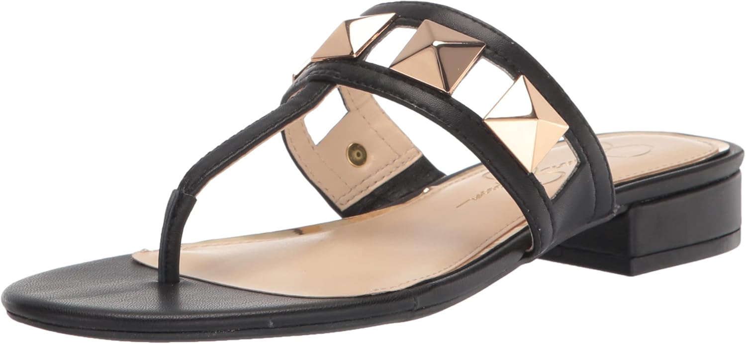 Jessica Simpson Women's Movena Studded Sandal Heeled, Black, 5.5