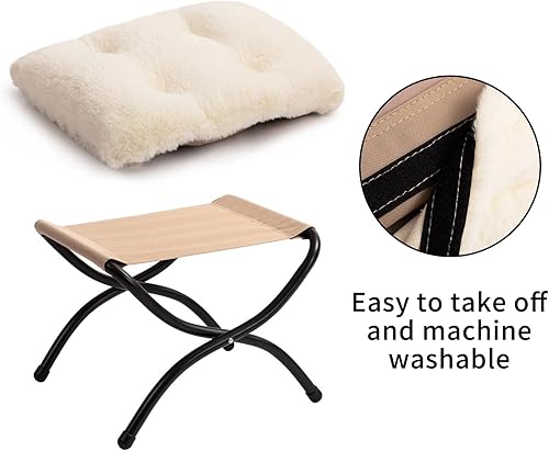 Miniatura 8 de HollyHOME Taburete reposapiés plegable de 15 pulgadas de alto, otomano plegable pequeño tapizado, taburete acolchado para sofá para silla perezosa,