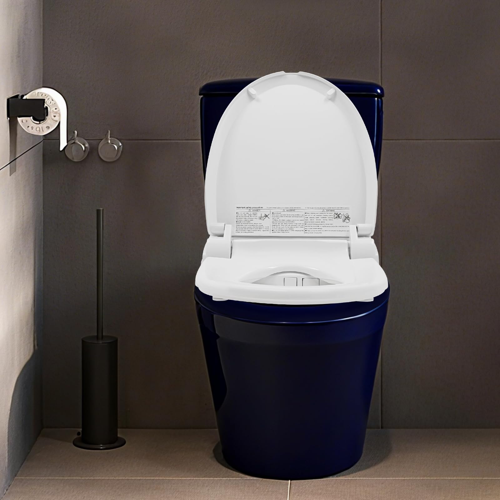 Inteligentna deska sedesowa, bidet 1350 W, ciepła woda 91-104°F, lampka nocna LED, turbo/prysznic/bidet/tryb dla dzieci, do standardowej WC, wolnostojąca, dla seniorów, kobiet, dzieci